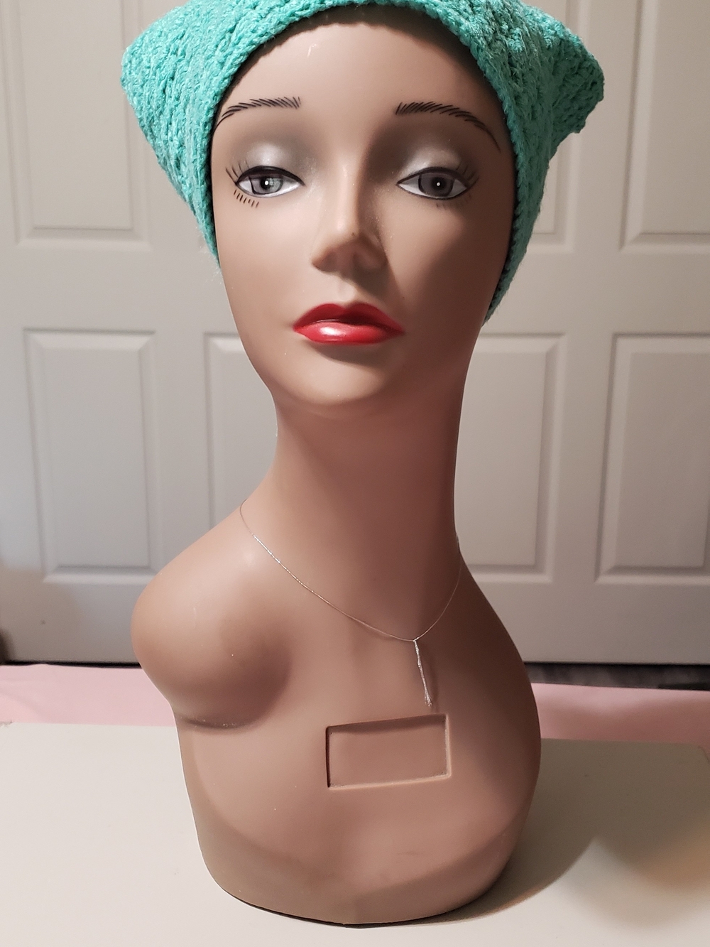 Hand Crafted Mint Green Head Scarf Hair Bandana Triangle